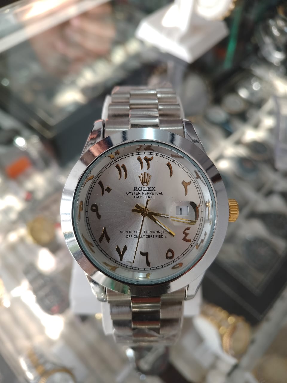 Rolex Arabic Silver Chain (White Dial)